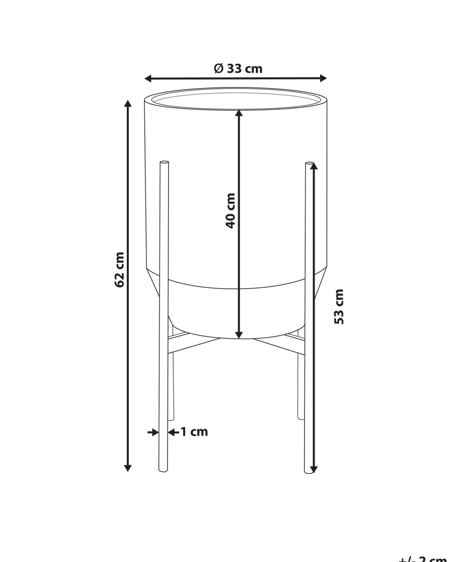 Forhøjet plantekrukke HYBRIDUM Metal 33 cm Grå