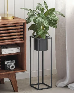 Forhøjet plantekrukke IDRA 15 cm Sort Metal