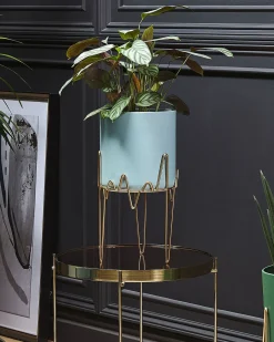 Forhøjet plantekrukke KALANDRA 19 cm Himmelblå Metal