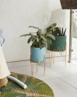 Forhøjet plantekrukke KALANDRA 19 cm Himmelblå Metal