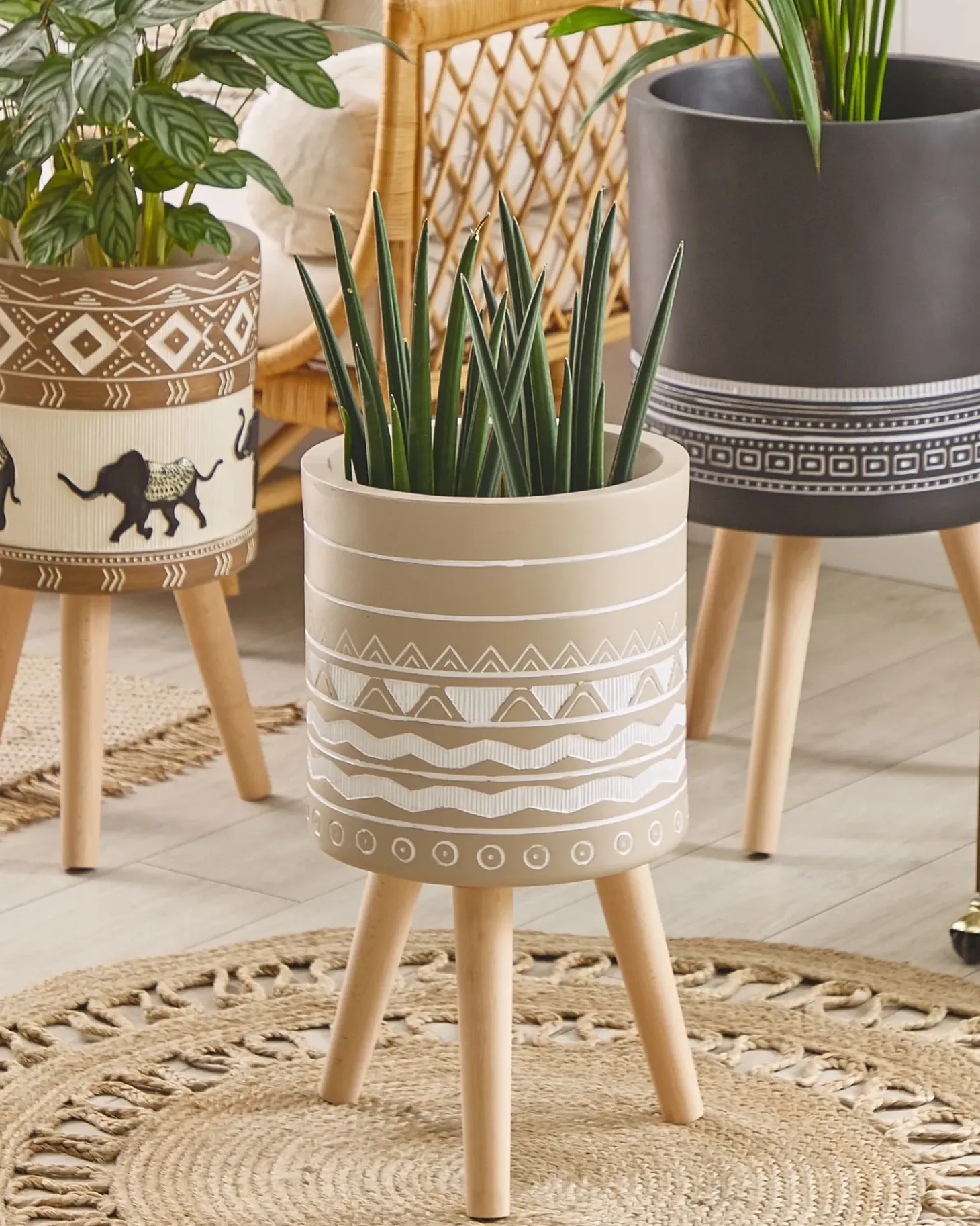 Forhøjet plantekrukke MILINA 30 cm Beige