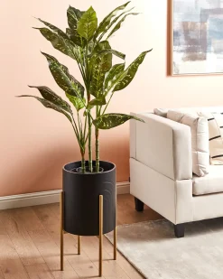 Forhøjet plantekrukke SEROTINA Metal 32 cm Sort