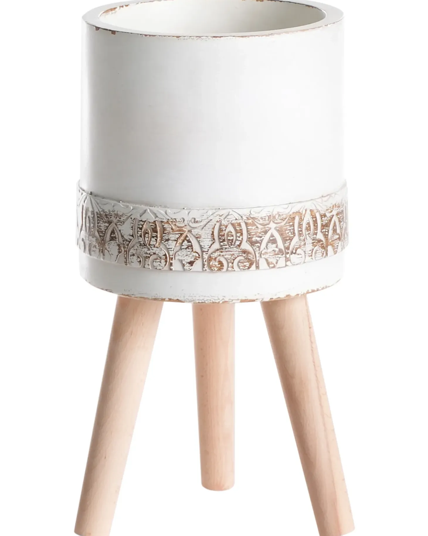 Forhøjet plantekrukke SKIATOS 22 cm Cremehvid