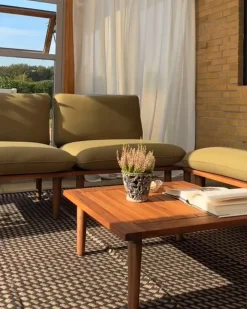 FRASCATI 4 personers Loungesæt med bord Olivengrøn Certificeret akacietræ
