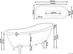 Fritstående badekar CAYMAN 170 x 76 cm Blå