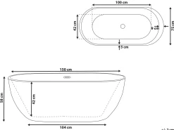 Fritstående badekar NEVIS 150 x 75 cm Sort