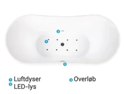 Fritstående spabad med LED ANTIGUA 168 x 80 cm Hvid
