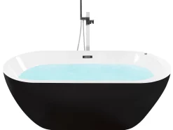 Fritstående spabad med LED NEVIS 170 x 80 cm Sort