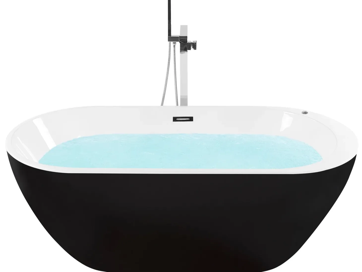 Fritstående spabad med LED NEVIS 170 x 80 cm Sort