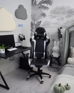 Gamingstol KNIGHT Kunstlæder Sølv