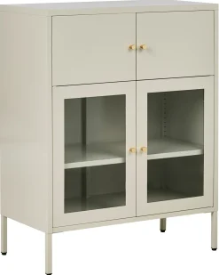 Glas vitrineskab ESHOLT Metal 80 cm Lys Beige