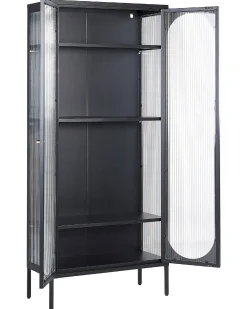 Glas vitrineskab FOXTON Metal 80 cm Sort