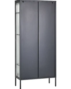 Glas vitrineskab FOXTON Metal 80 cm Sort