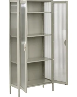 Glas vitrineskab GLEORA Metal Lys Beige