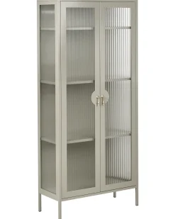 Glas vitrineskab GLEORA Metal Lys Beige