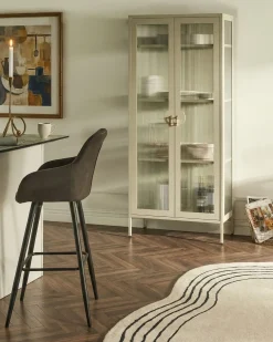 Glas vitrineskab GLEORA Metal Lys Beige