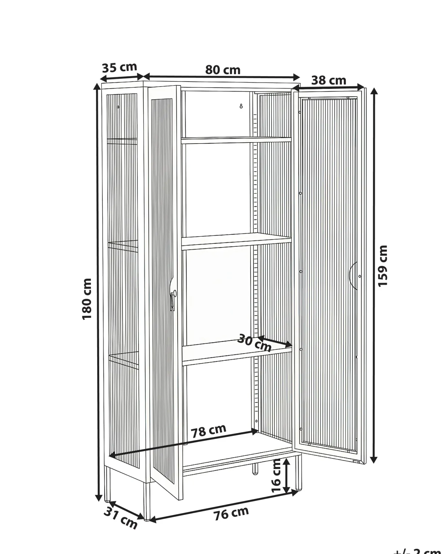 Glas vitrineskab GLEORA Metal Mintgrøn