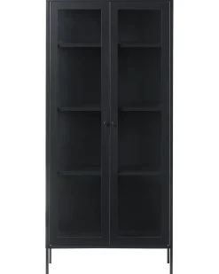 Glas vitrineskab HARTY Metal 80 cm Sort