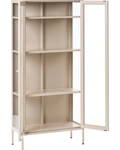 Glas vitrineskab HARTY Metal 80 cm Beige