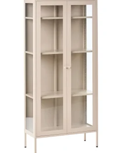 Glas vitrineskab HARTY Metal 80 cm Beige