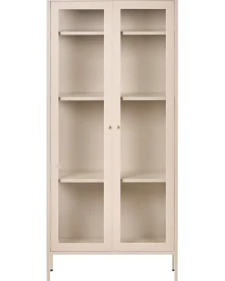 Glas vitrineskab HARTY Metal 80 cm Beige