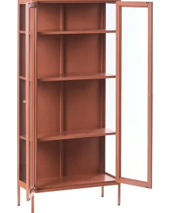 Glas vitrineskab HARTY Metal 80 cm Guldbrun