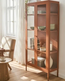 Glas vitrineskab HARTY Metal 80 cm Guldbrun