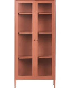 Glas vitrineskab HARTY Metal 80 cm Guldbrun