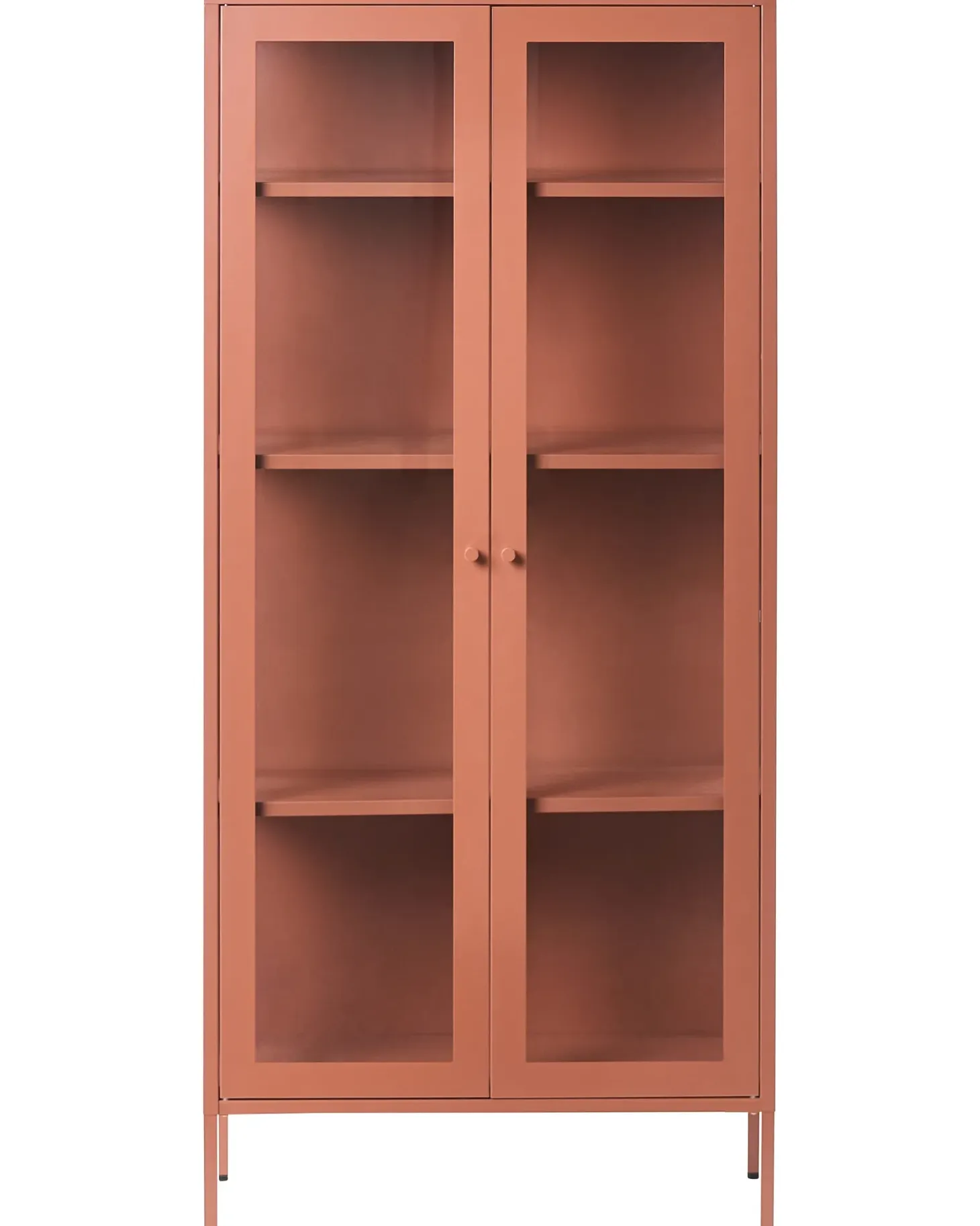 Glas vitrineskab HARTY Metal 80 cm Guldbrun
