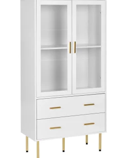 Glas vitrineskab MILORA 80 cm Hvid