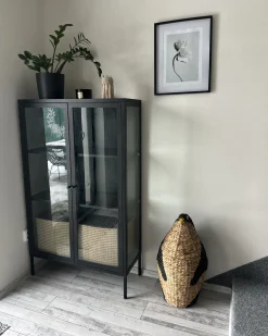 Glas vitrineskab NASH Metal 90 cm Sort