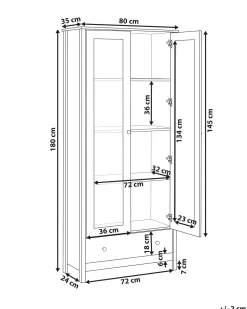 Glas vitrineskab NORNALUP 80 cm Hvid