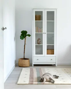 Glas vitrineskab NORNALUP 80 cm Hvid