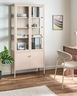 Glas vitrineskab OXTED Metal 80 cm Beige