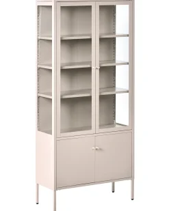 Glas vitrineskab OXTED Metal 80 cm Beige