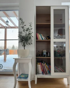 Glas vitrineskab RUMSON 80 cm Hvid