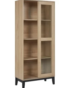 Glas vitrineskab RUMSON 80 cm Lysebrun