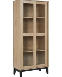 Glas vitrineskab RUMSON 80 cm Lysebrun