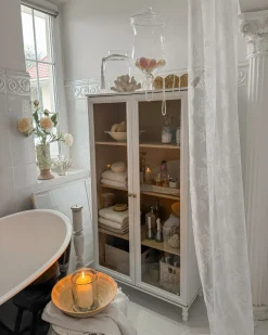 Glas vitrineskab TINGLEDALE 80 cm Hvid