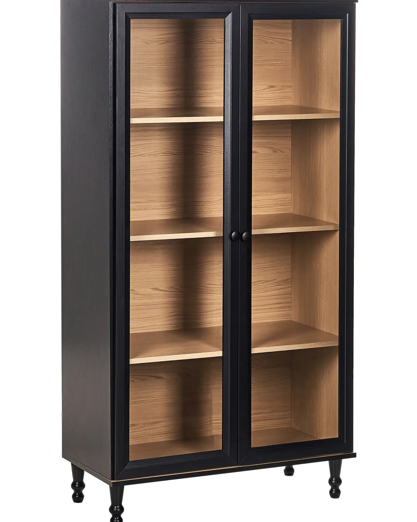 Glas vitrineskab TINGLEDALE 80 cm Sort
