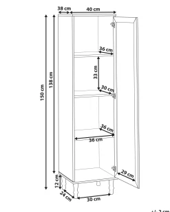 Glas vitrineskab TINGLEDALE 40 cm Sort