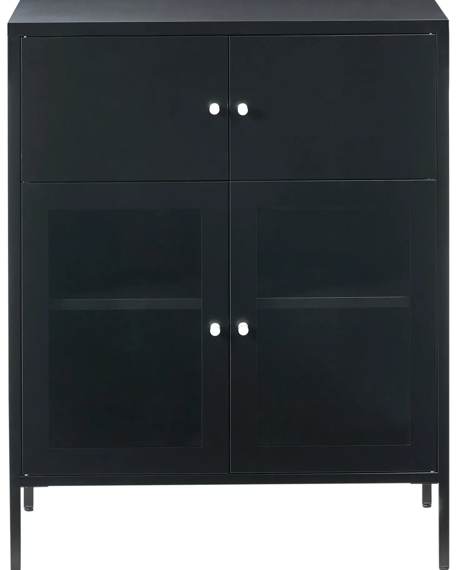 Glas vitrine skænk ESHOLT Metal 80 cm Sort