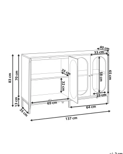 Glas vitrine skænk LANGFORD 137 cm Sort