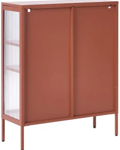 Glas vitrine skænk LERRYN Metal 90 cm Guldbrun