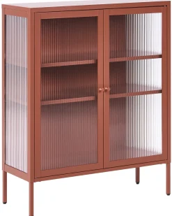 Glas vitrine skænk LERRYN Metal 90 cm Guldbrun