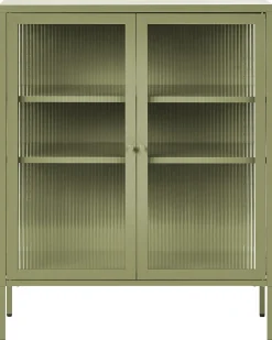 Glas vitrine skænk LERRYN Metal 90 cm Grøn