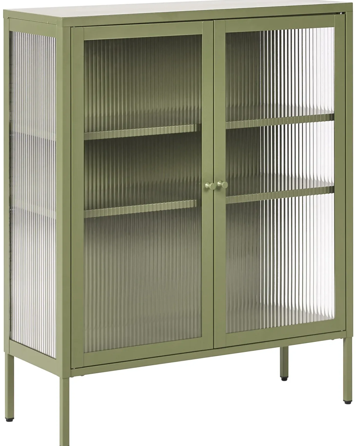 Glas vitrine skænk LERRYN Metal 90 cm Grøn