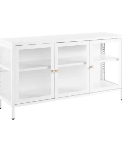 Glas vitrine skænk NEWPORT Metal 115 cm Hvid