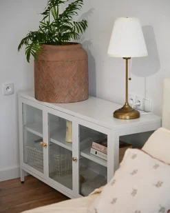 Glas vitrine skænk NEWPORT Metal 115 cm Hvid
