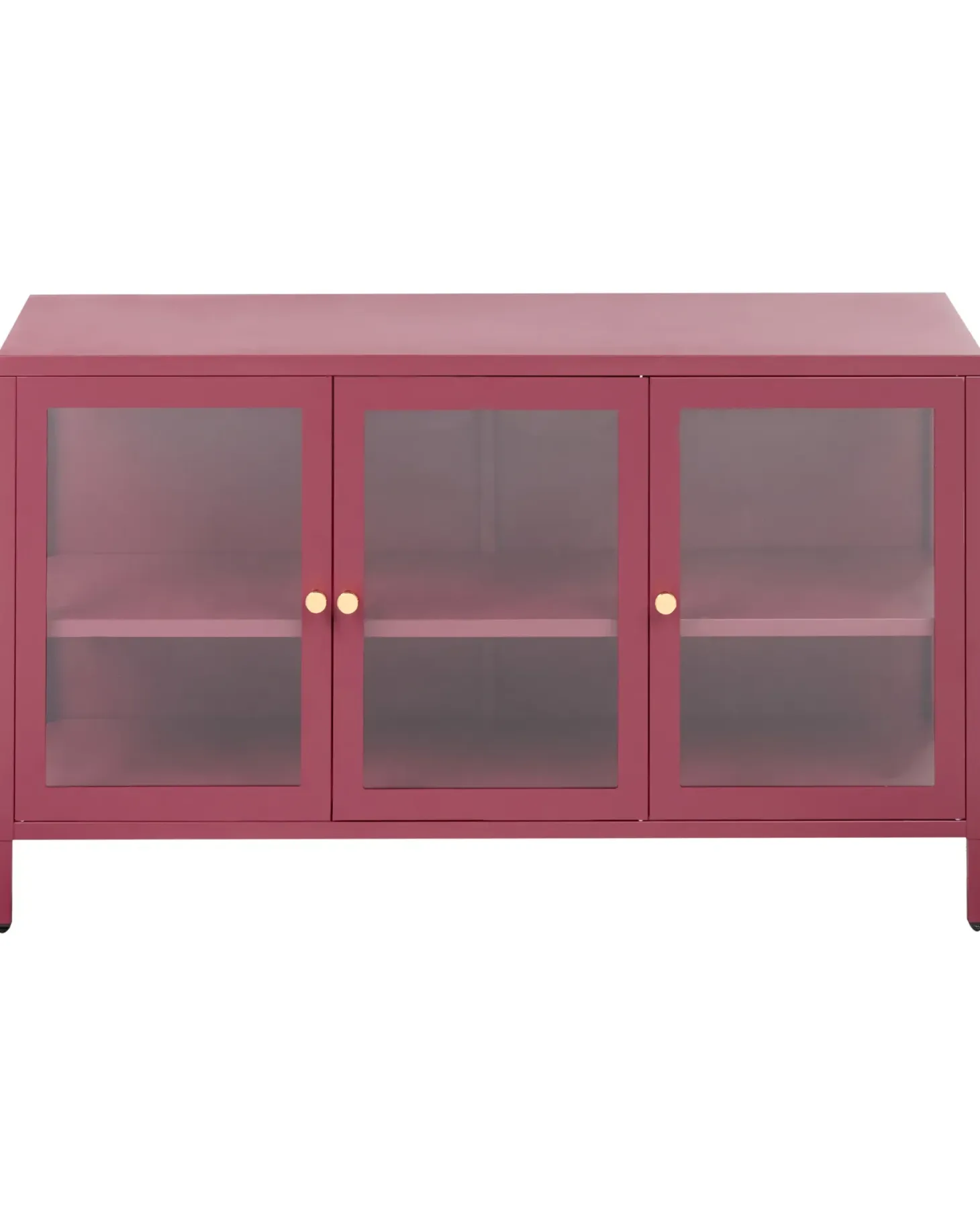 Glas vitrine skænk NEWPORT Metal 115 cm Mørkerød
